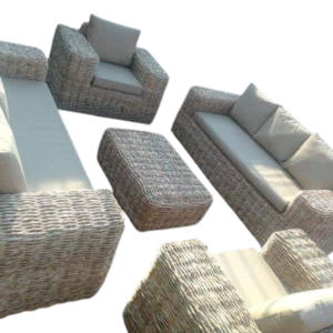 Outdoor Wicker Sofa Set 5 Seater Brown